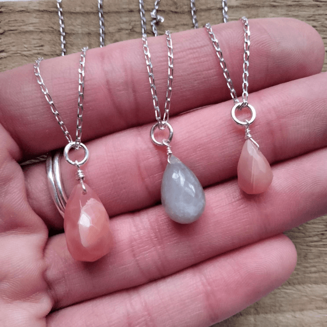 Peach Moonstone Drop Earrings 