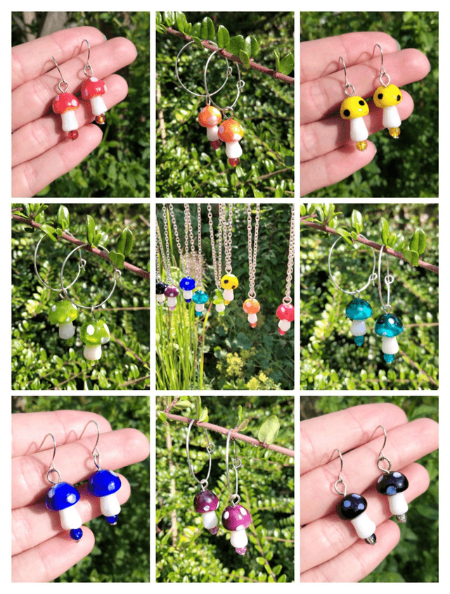 Lampwork Mushroom Earrings