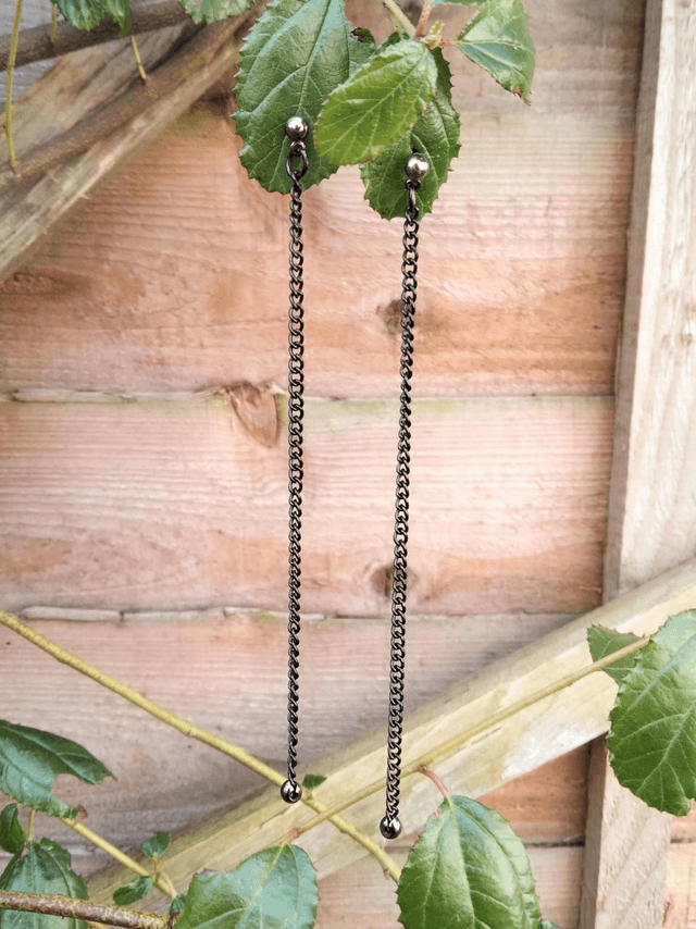 Simple Black Chain Earrings 