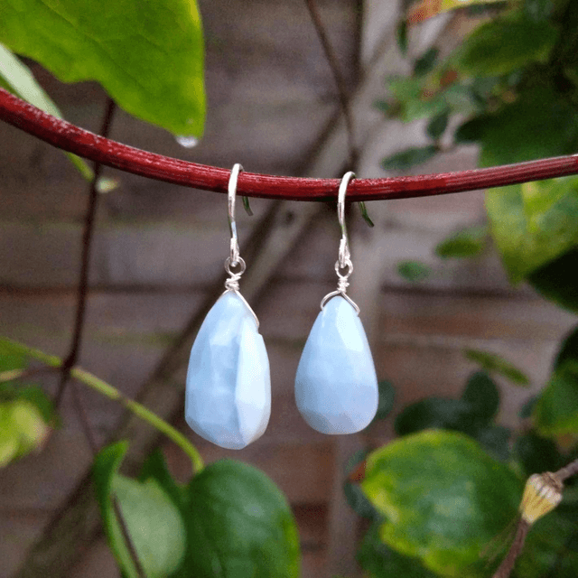 Blue Opal Drop Earrings 
